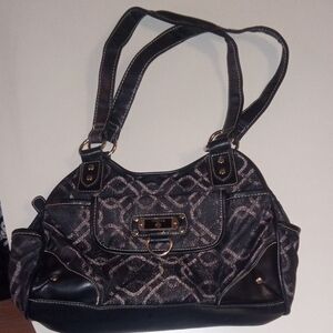 Black Patterned Shoulder Bag - Treviso